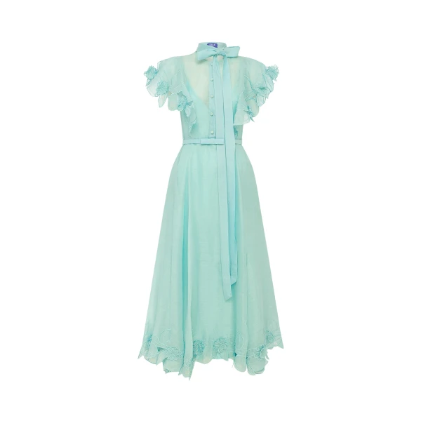 Leo Lin Elsie Appliqué Flutter Sleeve Maxi Dress  - Leo Lin Dress - Australian Luxury Fashion - Shop at Luxury Shoes 