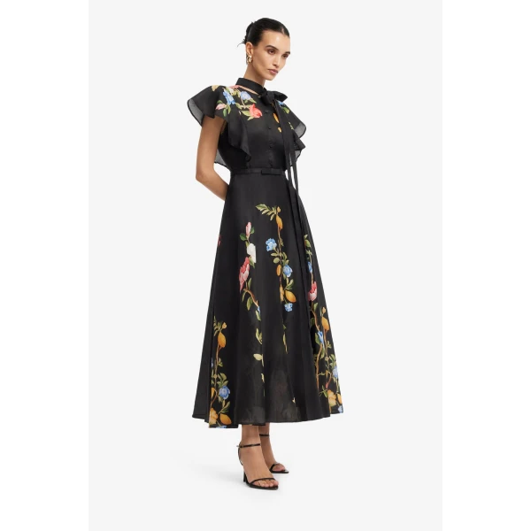 Leo Lin Elsie Flutter Sleeve Midi Dress  - Leo Lin Dress - Australian Luxury Fashion - Shop at Luxury Shoes 