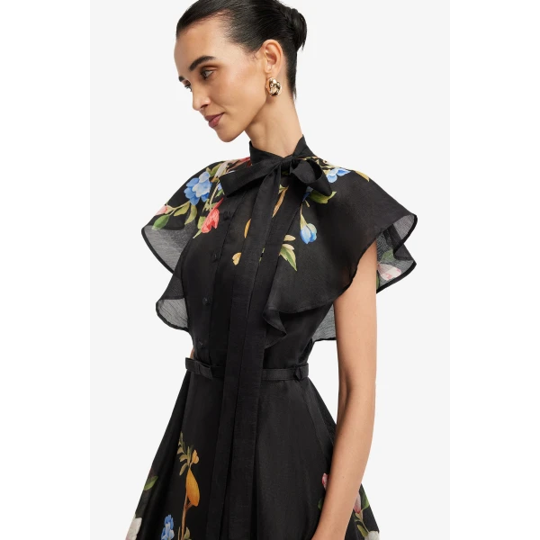Leo Lin Elsie Flutter Sleeve Midi Dress  - Leo Lin Dress - Australian Luxury Fashion - Shop at Luxury Shoes 