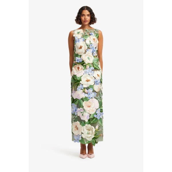 Leo Lin Fleur Floral Hand Embroidered Backless Maxi Dress  - Leo Lin Dress - Australian Luxury Fashion - Shop at Luxury Shoes 