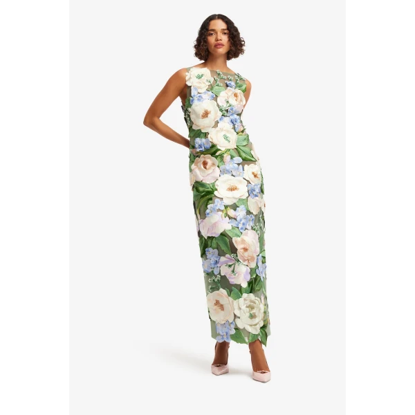 Leo Lin Fleur Floral Hand Embroidered Backless Maxi Dress  - Leo Lin Dress - Australian Luxury Fashion - Shop at Luxury Shoes 