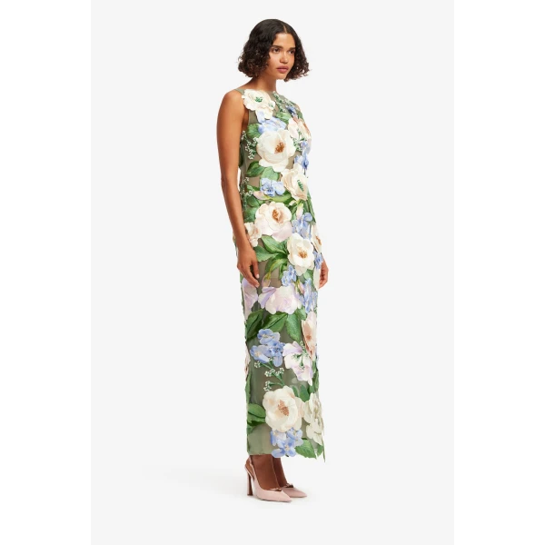 Leo Lin Fleur Floral Hand Embroidered Backless Maxi Dress  - Leo Lin Dress - Australian Luxury Fashion - Shop at Luxury Shoes 