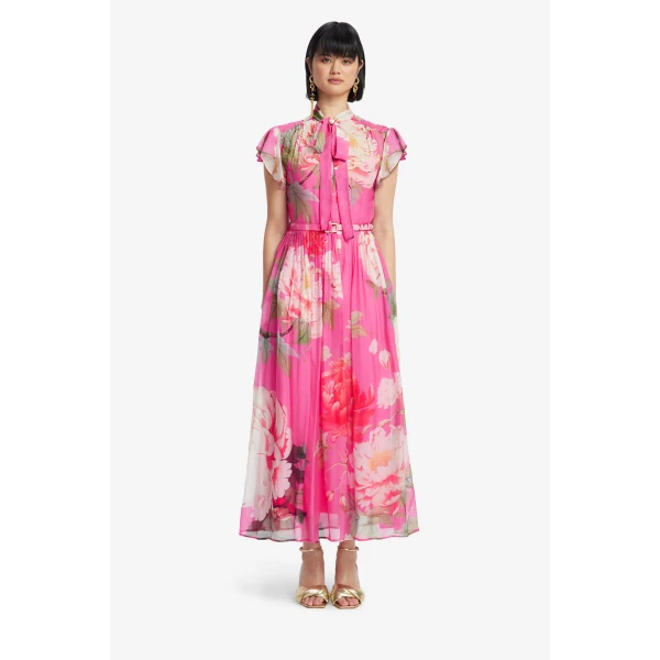 Leo Lin Grace Flutter Sleeve Midi Dress  - Leo Lin Dress - Australian Luxury Fashion - Shop at Luxury Shoes 