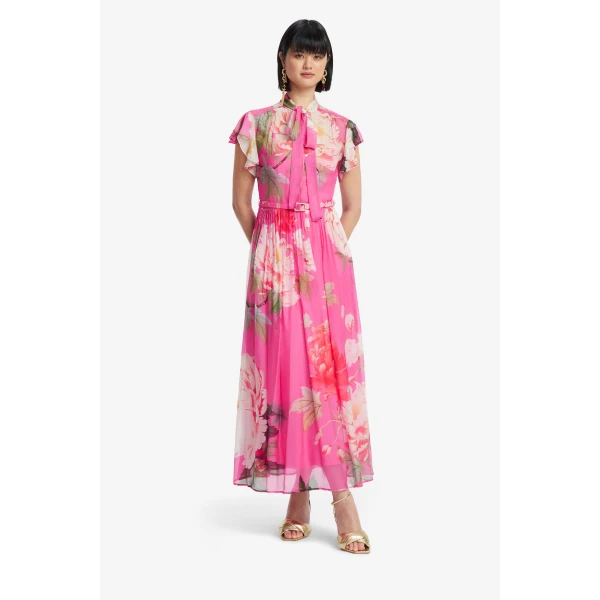 Leo Lin Grace Flutter Sleeve Midi Dress  - Leo Lin Dress - Australian Luxury Fashion - Shop at Luxury Shoes 