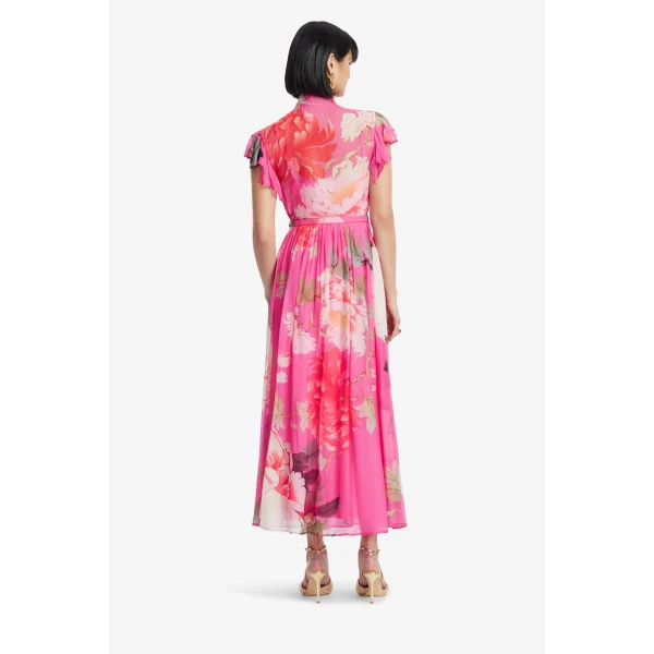 Leo Lin Grace Flutter Sleeve Midi Dress  - Leo Lin Dress - Australian Luxury Fashion - Shop at Luxury Shoes 
