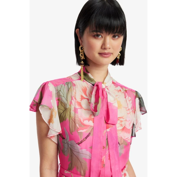 Leo Lin Grace Flutter Sleeve Midi Dress  - Leo Lin Dress - Australian Luxury Fashion - Shop at Luxury Shoes 