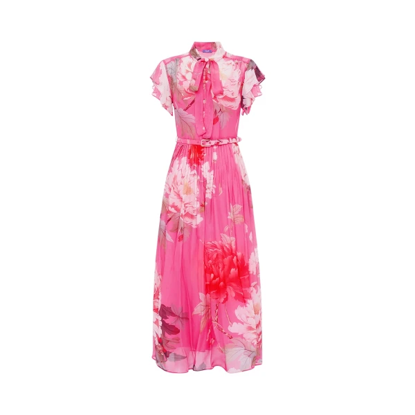 Leo Lin Grace Flutter Sleeve Midi Dress  - Leo Lin Dress - Australian Luxury Fashion - Shop at Luxury Shoes 