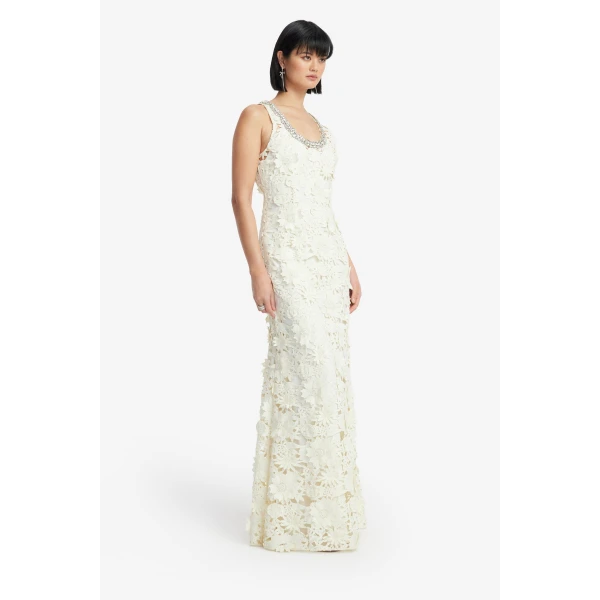 Leo Lin Helena Embellished Lace Maxi Dress  - Leo Lin Dress - Australian Luxury Fashion - Shop at Luxury Shoes 
