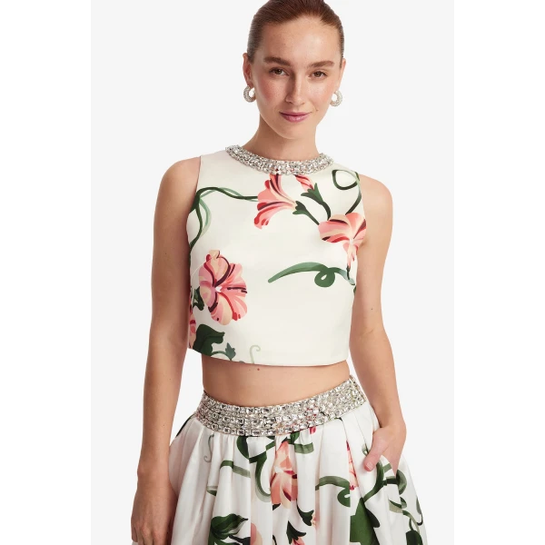 Leo Lin Iris Embellished Top  - Leo Lin Dress - Australian Luxury Fashion - Shop at Luxury Shoes 