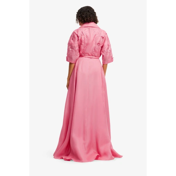Leo Lin Junia Appliqué Puff Sleeve Silk Gown  - Leo Lin Dress - Australian Luxury Fashion - Shop at Luxury Shoes 