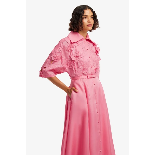 Leo Lin Junia Appliqué Puff Sleeve Silk Gown  - Leo Lin Dress - Australian Luxury Fashion - Shop at Luxury Shoes 