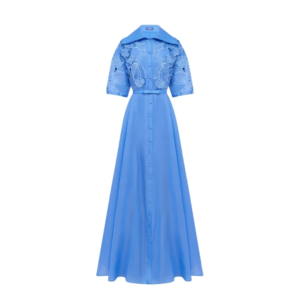 Leo Lin Junia Appliqué Puff Sleeve Silk Gown  - Leo Lin Dress - Australian Luxury Fashion - Shop at Luxury Shoes 