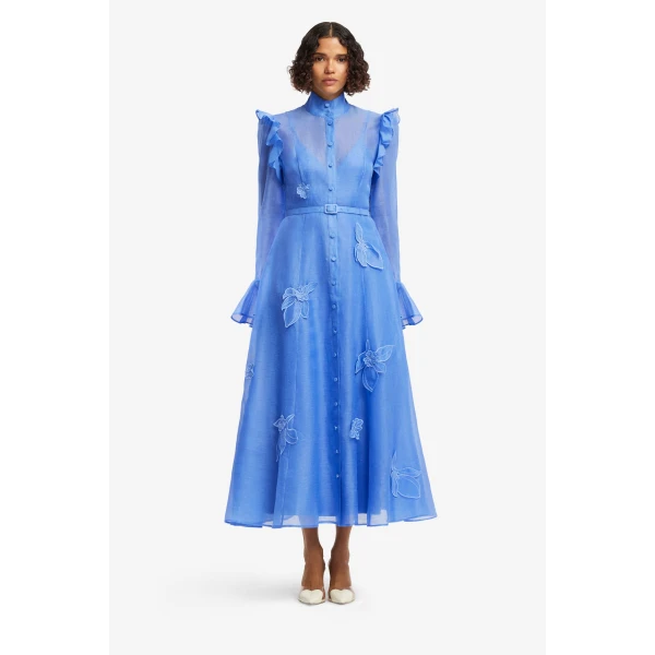 Leo Lin Katrina Appliqué Butterfly Sleeve Midi Dress  - Leo Lin Dress - Australian Luxury Fashion - Shop at Luxury Shoes 