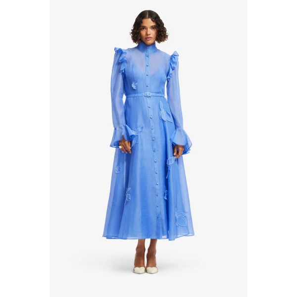 Leo Lin Katrina Appliqué Butterfly Sleeve Midi Dress  - Leo Lin Dress - Australian Luxury Fashion - Shop at Luxury Shoes 