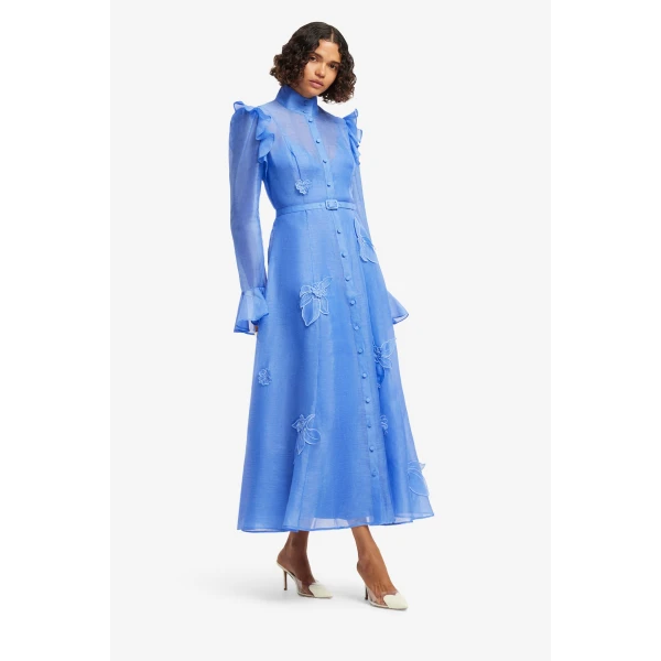 Leo Lin Katrina Appliqué Butterfly Sleeve Midi Dress  - Leo Lin Dress - Australian Luxury Fashion - Shop at Luxury Shoes 