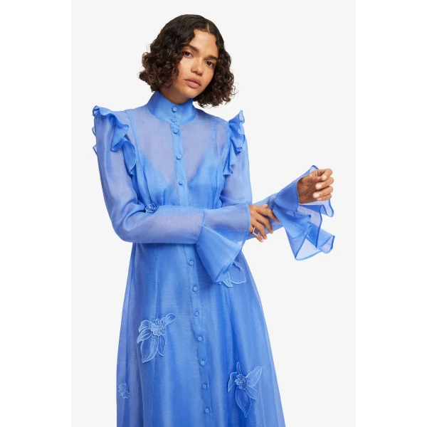 Leo Lin Katrina Appliqué Butterfly Sleeve Midi Dress  - Leo Lin Dress - Australian Luxury Fashion - Shop at Luxury Shoes 