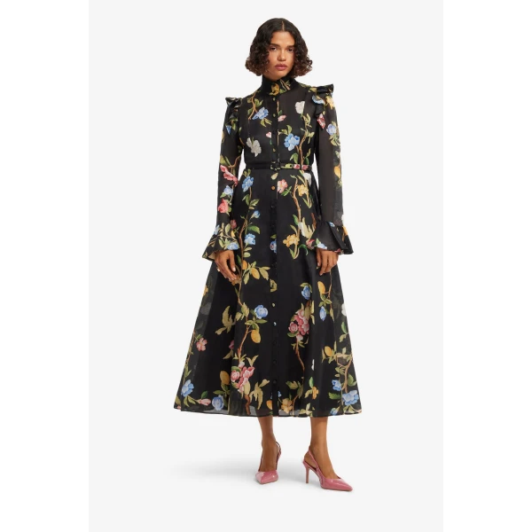 Leo Lin Katrina Butterfly Sleeve Midi Dress  - Leo Lin Dress - Australian Luxury Fashion - Shop at Luxury Shoes 