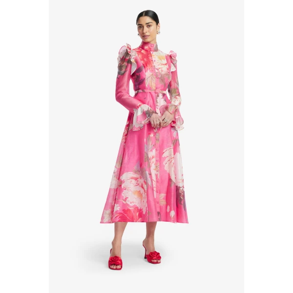 Leo Lin Katrina Butterfly Sleeve Midi Dress  - Leo Lin Dress - Australian Luxury Fashion - Shop at Luxury Shoes 