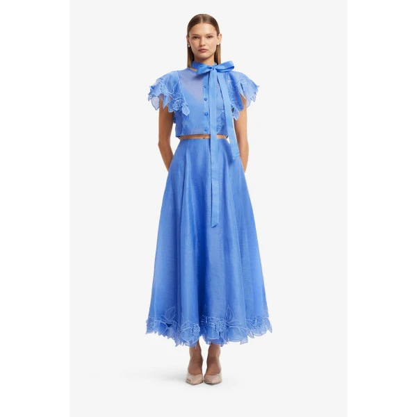 Leo Lin Leila Appliqué Midi Skirt  - Leo Lin Dress - Australian Luxury Fashion - Shop at Luxury Shoes 