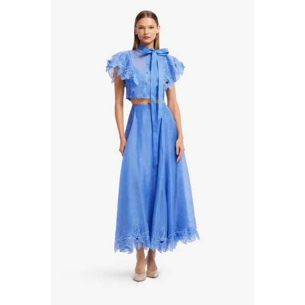 Leo Lin Leila Appliqué Midi Skirt  - Leo Lin Dress - Australian Luxury Fashion - Shop at Luxury Shoes 