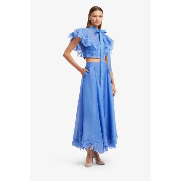 Leo Lin Leila Appliqué Midi Skirt  - Leo Lin Dress - Australian Luxury Fashion - Shop at Luxury Shoes 