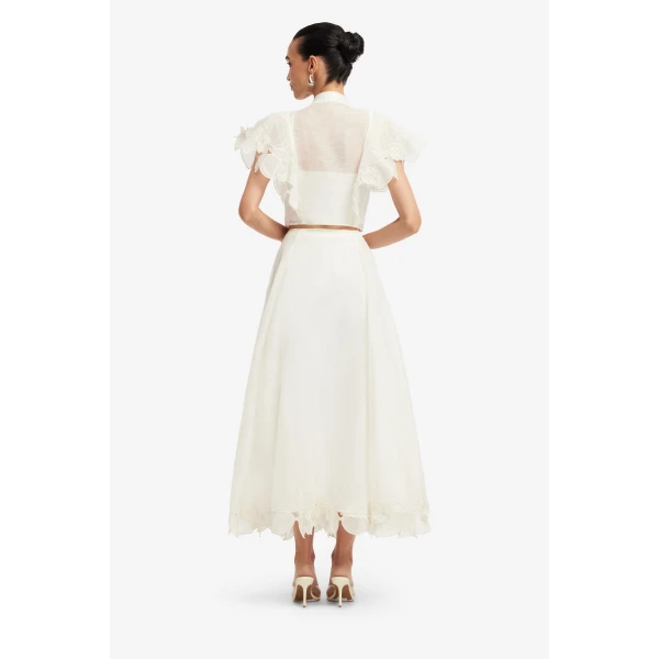 Leo Lin Leila Appliqué Midi Skirt  - Leo Lin Dress - Australian Luxury Fashion - Shop at Luxury Shoes 
