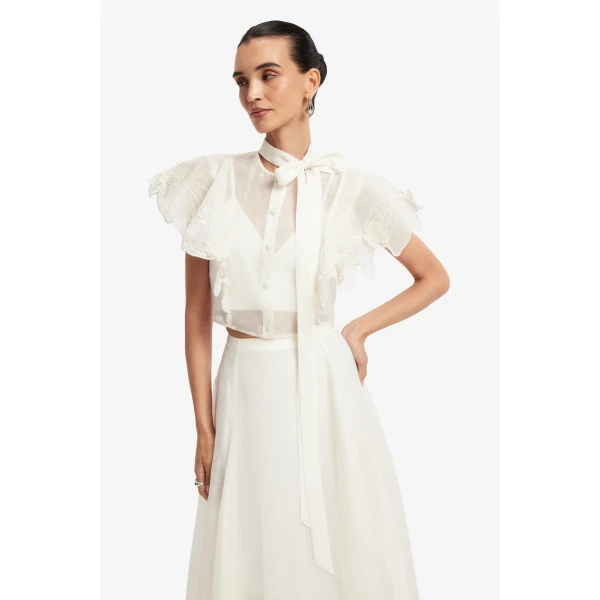 Leo Lin Leila Appliqué Midi Skirt  - Leo Lin Dress - Australian Luxury Fashion - Shop at Luxury Shoes 