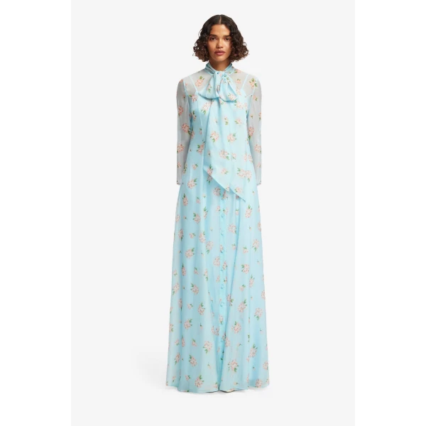 Leo Lin Lilith Tie Neck Maxi Dress  - Leo Lin Dress - Australian Luxury Fashion - Shop at Luxury Shoes 