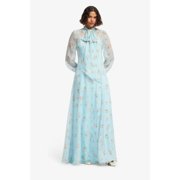Leo Lin Lilith Tie Neck Maxi Dress  - Leo Lin Dress - Australian Luxury Fashion - Shop at Luxury Shoes 