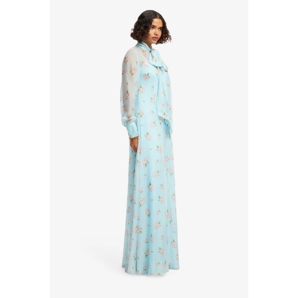 Leo Lin Lilith Tie Neck Maxi Dress  - Leo Lin Dress - Australian Luxury Fashion - Shop at Luxury Shoes 