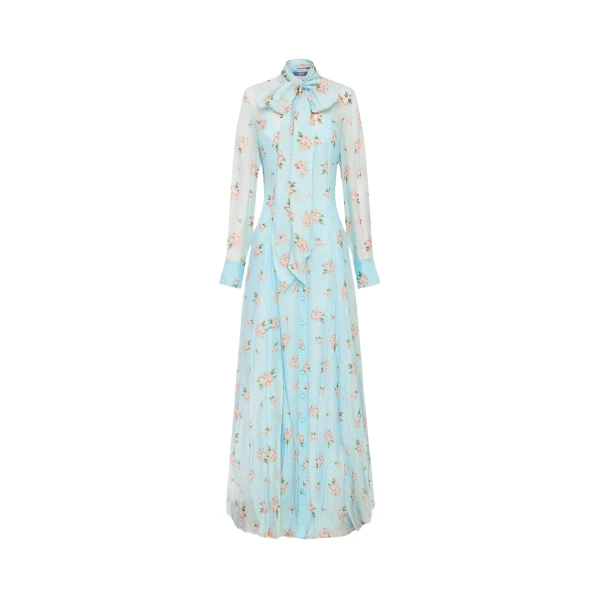 Leo Lin Lilith Tie Neck Maxi Dress  - Leo Lin Dress - Australian Luxury Fashion - Shop at Luxury Shoes 
