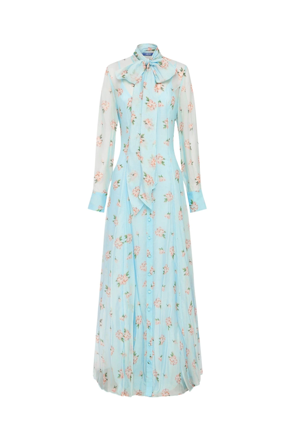 Leo-Lin-Lilith-Tie-Neck-Maxi-Dress40558_nobg Leo Lin Lilith Tie Neck Maxi Dress - Leo Lin Dress - Australian Luxury Fashion - Shop at Luxury Shoes