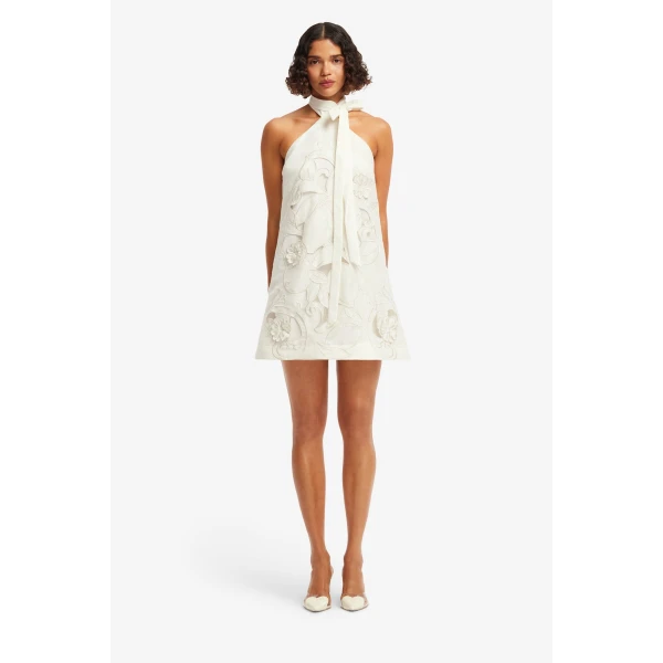 Leo Lin Lola Appliqué Halterneck Mini Dress  - Leo Lin Dress - Australian Luxury Fashion - Shop at Luxury Shoes 