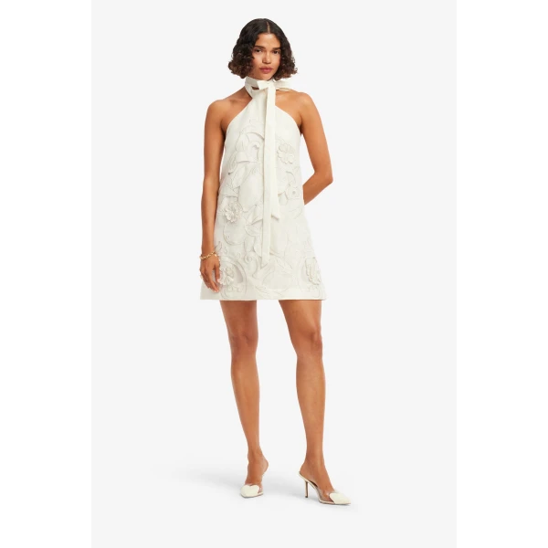 Leo Lin Lola Appliqué Halterneck Mini Dress  - Leo Lin Dress - Australian Luxury Fashion - Shop at Luxury Shoes 