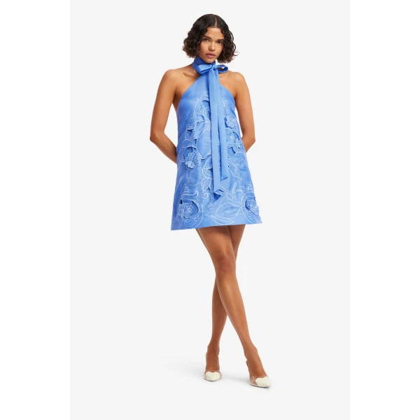 Leo Lin Lola Appliqué Halterneck Mini Dress  - Leo Lin Dress - Australian Luxury Fashion - Shop at Luxury Shoes 