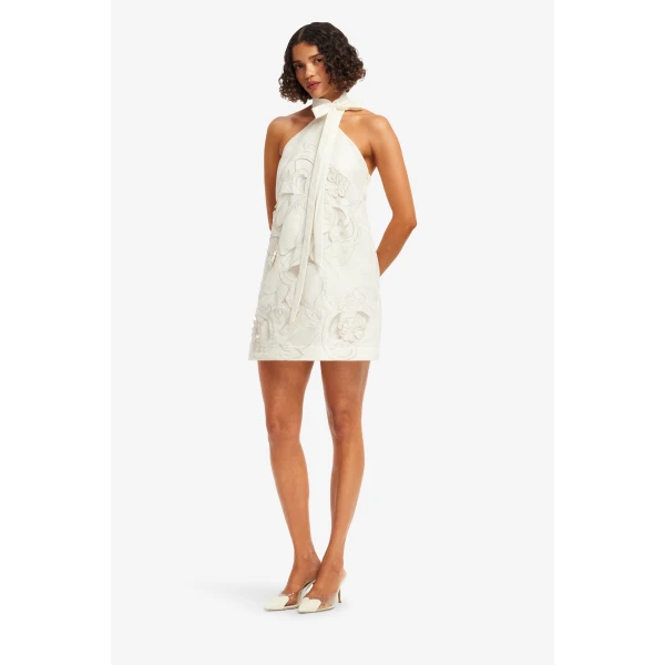 Leo Lin Lola Appliqué Halterneck Mini Dress  - Leo Lin Dress - Australian Luxury Fashion - Shop at Luxury Shoes 