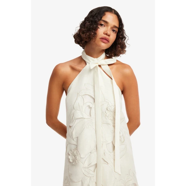 Leo Lin Lola Appliqué Halterneck Mini Dress  - Leo Lin Dress - Australian Luxury Fashion - Shop at Luxury Shoes 