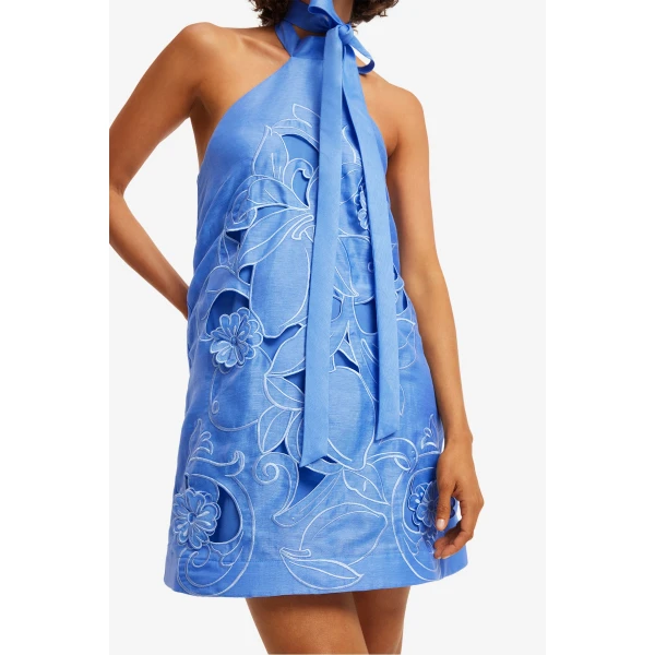 Leo Lin Lola Appliqué Halterneck Mini Dress  - Leo Lin Dress - Australian Luxury Fashion - Shop at Luxury Shoes 