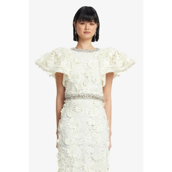 Leo Lin Lucia Embellished Lace Top  - Leo Lin Dress - Australian Luxury Fashion - Shop at Luxury Shoes 