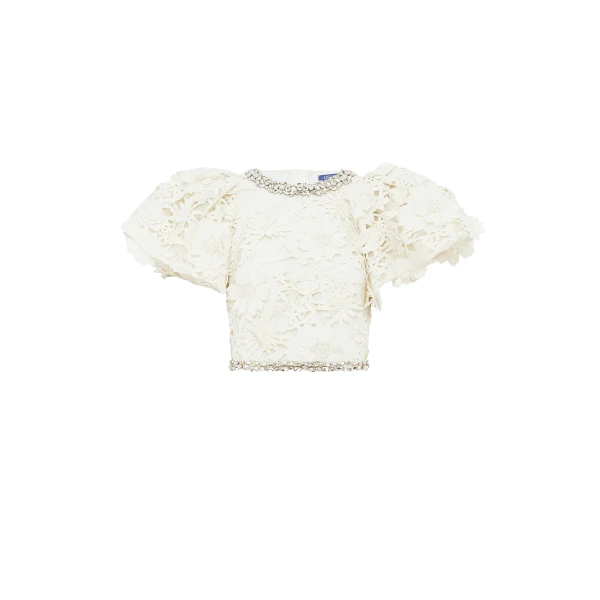 Leo Lin Lucia Embellished Lace Top  - Leo Lin Dress - Australian Luxury Fashion - Shop at Luxury Shoes 