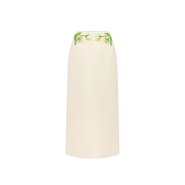 Leo Lin Quinn Embellished Wool Midi Skirt  - Leo Lin Dress - Australian Luxury Fashion - Shop at Luxury Shoes 