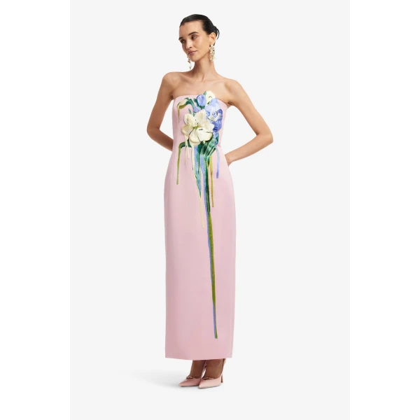 Leo Lin Rayna Embroidered Bustier Maxi Dress  - Leo Lin Dress - Australian Luxury Fashion - Shop at Luxury Shoes 