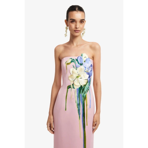Leo Lin Rayna Embroidered Bustier Maxi Dress  - Leo Lin Dress - Australian Luxury Fashion - Shop at Luxury Shoes 