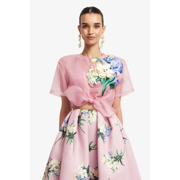 Leo Lin Riley Embroidered Sleeve Top  - Leo Lin Dress - Australian Luxury Fashion - Shop at Luxury Shoes 