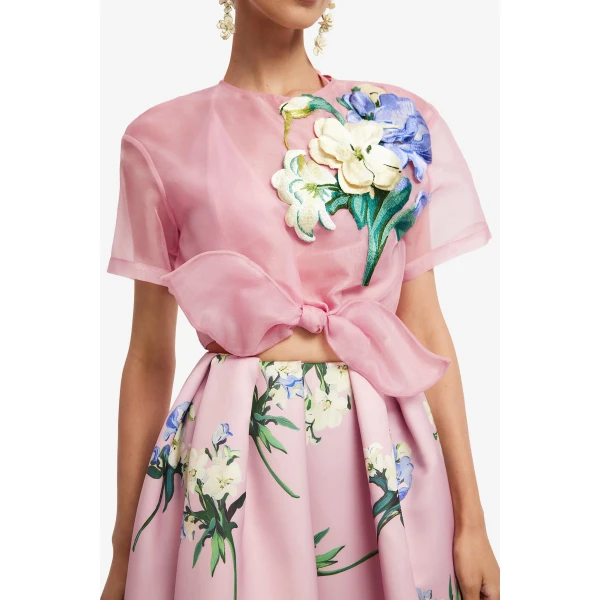 Leo Lin Riley Embroidered Sleeve Top  - Leo Lin Dress - Australian Luxury Fashion - Shop at Luxury Shoes 