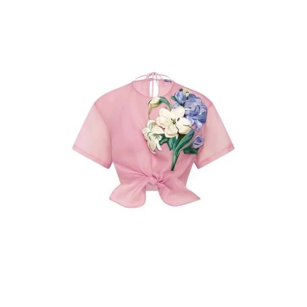Leo Lin Riley Embroidered Sleeve Top  - Leo Lin Dress - Australian Luxury Fashion - Shop at Luxury Shoes 