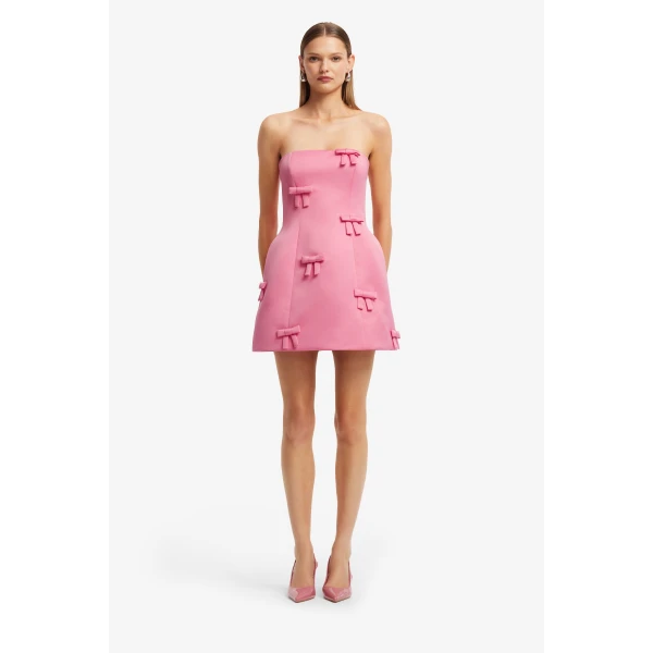 Leo Lin Roselle Bow Mini Dress  - Leo Lin Dress - Australian Luxury Fashion - Shop at Luxury Shoes 