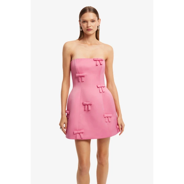 Leo Lin Roselle Bow Mini Dress  - Leo Lin Dress - Australian Luxury Fashion - Shop at Luxury Shoes 