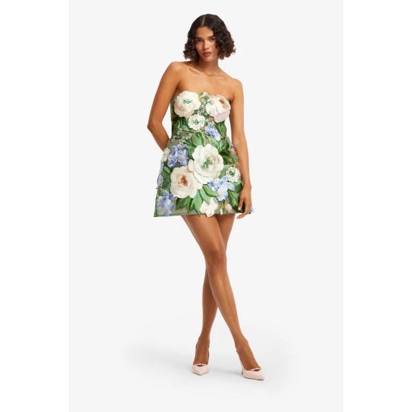 Leo Lin Roselle Floral Hand Embroidered Bustier Mini Dress  - Leo Lin Dress - Australian Luxury Fashion - Shop at Luxury Shoes 