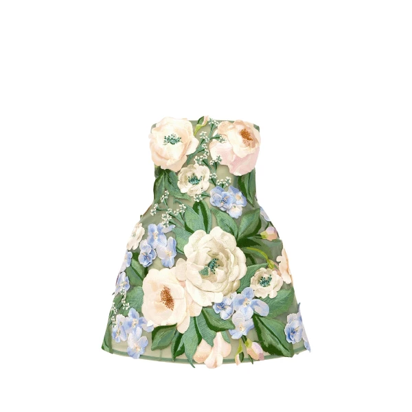 Leo Lin Roselle Floral Hand Embroidered Bustier Mini Dress  - Leo Lin Dress - Australian Luxury Fashion - Shop at Luxury Shoes 